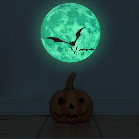 Halloween Moon Bat Glow In Dark Wall Sticker Luminous Removable Party Room Decorations Halloween Moon Bat Glow In Dark Wall Sticker Luminous Removable Party Room Decorations