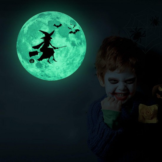 Halloween Moon Bat Glow In Dark Wall Sticker Luminous Removable Party Room Decorations Halloween Moon Bat Glow In Dark Wall Sticker Luminous Removable Party Room Decorations
