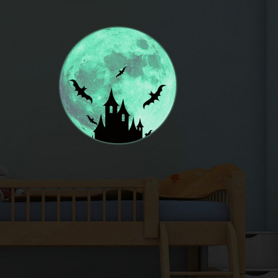 Halloween Moon Bat Glow In Dark Wall Sticker Luminous Removable Party Room Decorations Halloween Moon Bat Glow In Dark Wall Sticker Luminous Removable Party Room Decorations