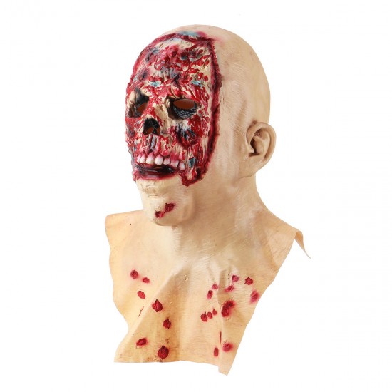 Halloween Zombie Mask Latex Face Melting Walking Dead Bloody Scary Head Costume