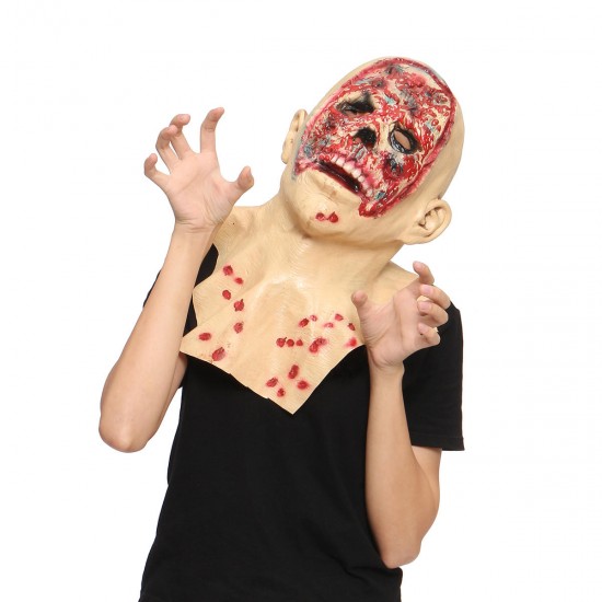 Halloween Zombie Mask Latex Face Melting Walking Dead Bloody Scary Head Costume