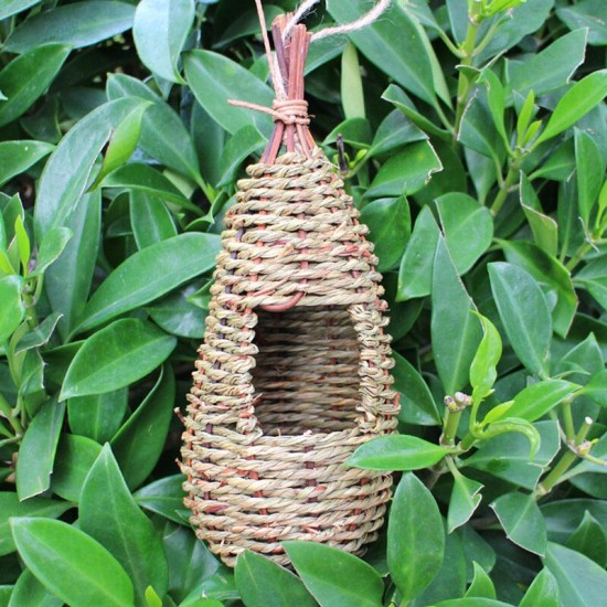 Hand-Woven Pet Bird Nest Hut Cage Feeder Parrot Parakeet Toy House Natural Outdoor Hand-Woven Pet Bird Nest Hut Cage Feeder Parrot Parakeet Toy House Natural Outdoor