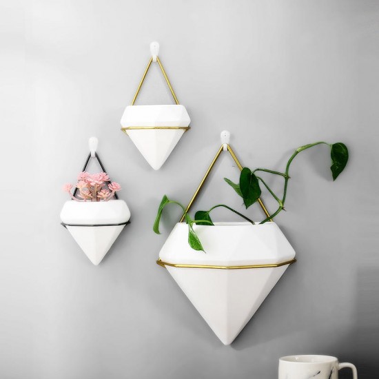 Hanging Basket Nordic Geometric White Ceramic Wall Hanging Flower Pot Hydroponics Family Plant Potted Hanging Basket Nordic Geometric White Ceramic Wall Hanging Flower Pot Hydroponics Family Plant Potted
