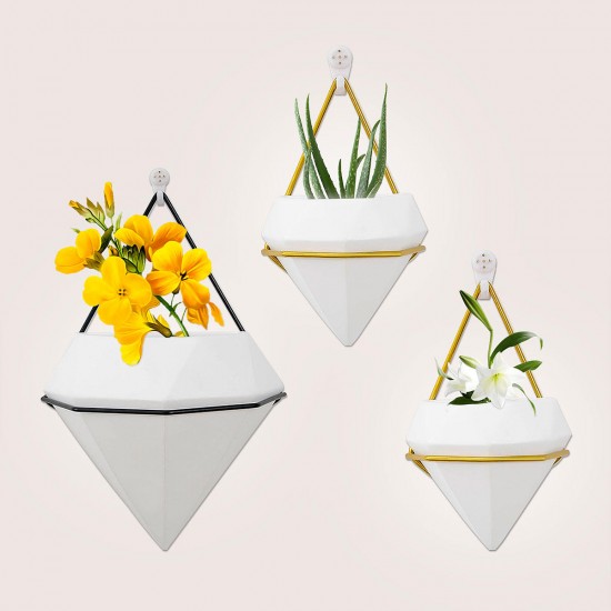 Hanging Basket Nordic Geometric White Ceramic Wall Hanging Flower Pot Hydroponics Family Plant Potted