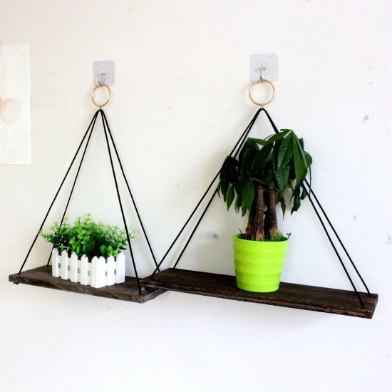 Hanging Shelf Storage Holder Plant Rack Wooden Bedroom Wall Mounted Organizer Hanging Shelf Storage Holder Plant Rack Wooden Bedroom Wall Mounted Organizer
