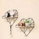 Heart Shaped Metal Wire & Wooden Rack Wall Unit Hanging Shelf Heart Shaped Metal Wire & Wooden Rack Wall Unit Hanging Shelf