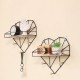 Heart Shaped Metal Wire & Wooden Rack Wall Unit Hanging Shelf