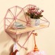Heart Shaped Metal Wire & Wooden Rack Wall Unit Hanging Shelf Heart Shaped Metal Wire & Wooden Rack Wall Unit Hanging Shelf