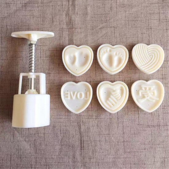 Heart Stamps Moon Cake Mould 3D DIY Mooncake Mold Mid-autumn Festival Baking Accessories