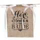 Here Comes the Bride Wedding Banner Party Burlap Bunting Garland Photo Booth Decorations