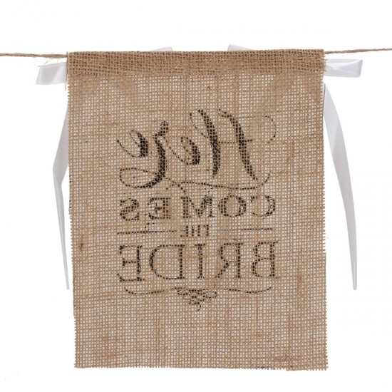 Here Comes the Bride Wedding Banner Party Burlap Bunting Garland Photo Booth Decorations Here Comes the Bride Wedding Banner Party Burlap Bunting Garland Photo Booth Decorations