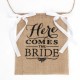 Here Comes the Bride Wedding Banner Party Burlap Bunting Garland Photo Booth Decorations