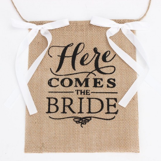 Here Comes the Bride Wedding Banner Party Burlap Bunting Garland Photo Booth Decorations Here Comes the Bride Wedding Banner Party Burlap Bunting Garland Photo Booth Decorations