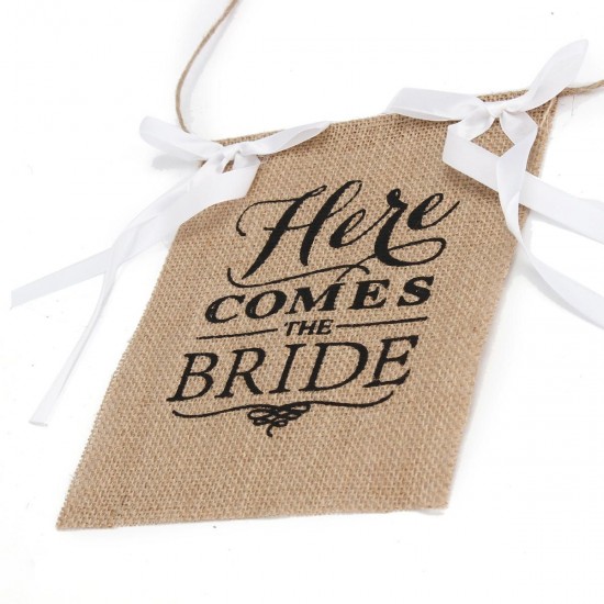 Here Comes the Bride Wedding Banner Party Burlap Bunting Garland Photo Booth Decorations Here Comes the Bride Wedding Banner Party Burlap Bunting Garland Photo Booth Decorations