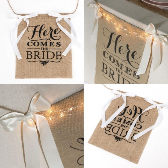 Here Comes the Bride Wedding Banner Party Burlap Bunting Garland Photo Booth Decorations Here Comes the Bride Wedding Banner Party Burlap Bunting Garland Photo Booth Decorations