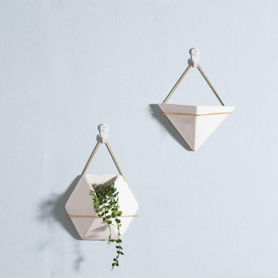 Hexagon Wall Fence Art Hanging Green Plant Flower Pot Ceramic Planter Holder Hexagon Wall Fence Art Hanging Green Plant Flower Pot Ceramic Planter Holder