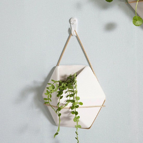 Hexagon Wall Fence Art Hanging Green Plant Flower Pot Ceramic Planter Holder Hexagon Wall Fence Art Hanging Green Plant Flower Pot Ceramic Planter Holder
