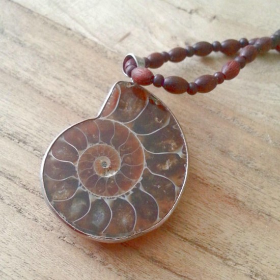 Hot Madagascar Sea Natural Druzy Ammonite Shell Gemstone Pendant Necklace