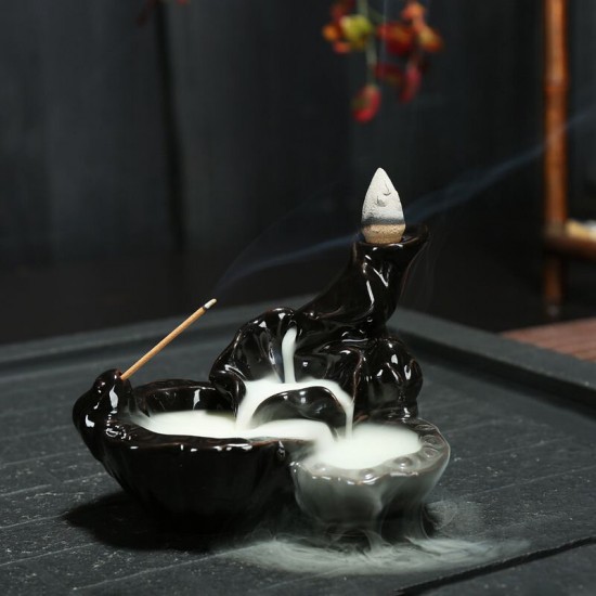Incense Burner Smoke Backflow Ceramic Glaze Censer Cone Holder