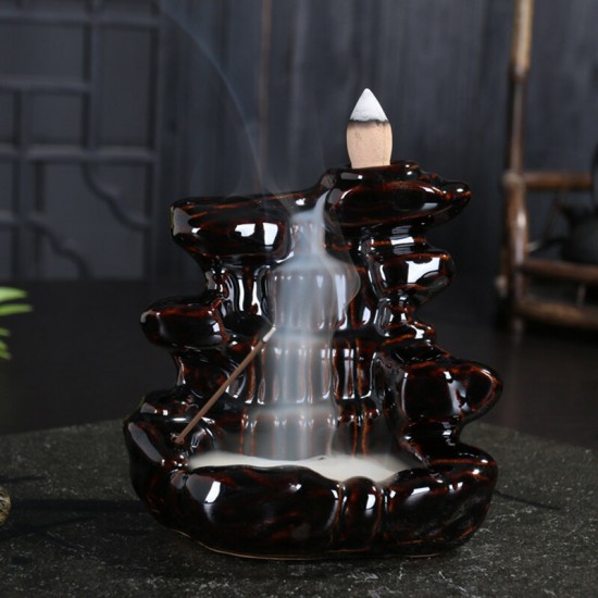 Incense Burner Smoke Backflow Ceramic Glaze Censer Cone Holder