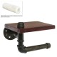 Industrial Style Iron Pipe Toilet Paper Holder Roller With Wood Shelf