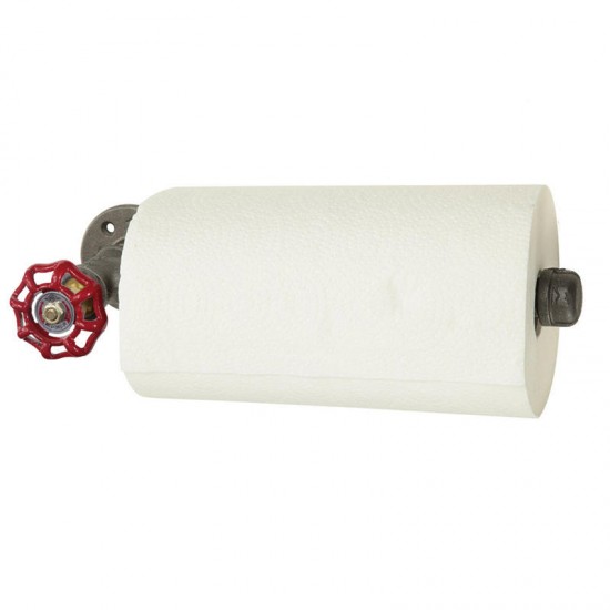 Industrial Style Wall Mount Roll Paper Holder Iron Pipe Tissue Roll Holder Wall Hook Hanger