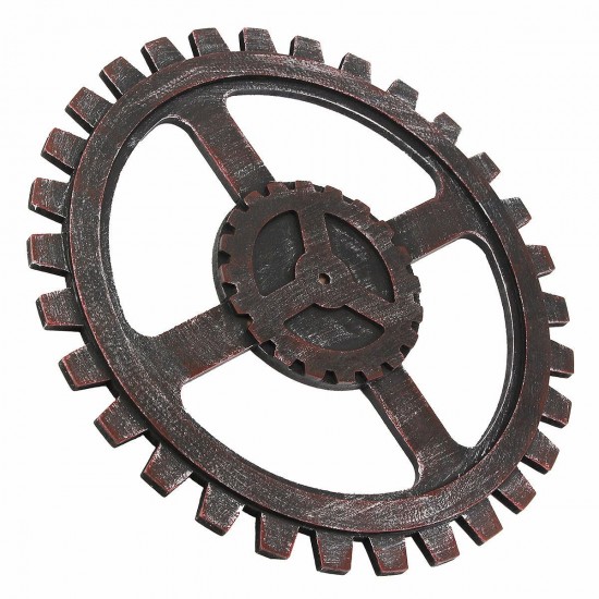 Industrial Style Wooden Gear Wall Decor Vintage Home Bar Pub Hanging Decor 40cm