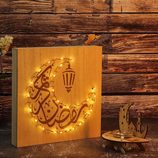 Islamic Ramadan Light Square Delicate LED Wall Hanging Pendant Decor