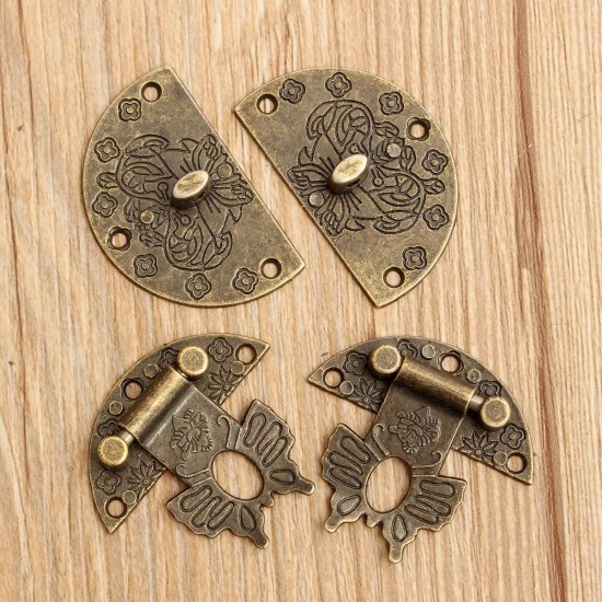 Jewelry Wooden Box Lock Buckle Decorative Hardware Butterfly Clasp Antique Bronze