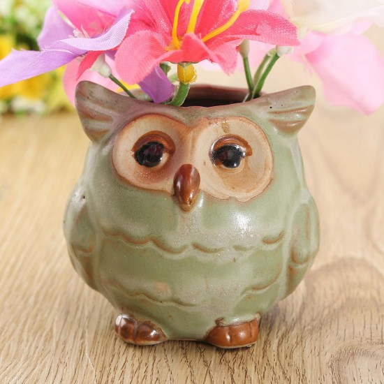 Kawaii Fat Owl Ceramic Pot Mini Flower Succulent Plant Bonsai Home Garden Decor Planter