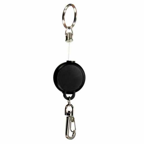 Key Chain Stainless Steel Cord Holder Keyring Reel Retractable Recoil Belt Clip Key Clip