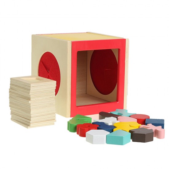 Kids Memory Training Blind Box Color Cube Jigsaw Puzzle Box Wooden Guessing Toy