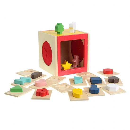 Kids Memory Training Blind Box Color Cube Jigsaw Puzzle Box Wooden Guessing Toy
