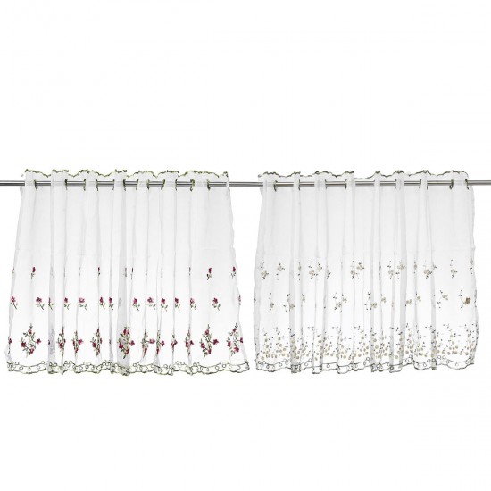 Kitchen Cafe Curtains Country Embroidery Window Sheer Voile Short Panel Valance Kitchen Cafe Curtains Country Embroidery Window Sheer Voile Short Panel Valance