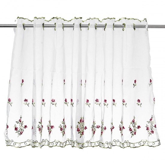 Kitchen Cafe Curtains Country Embroidery Window Sheer Voile Short Panel Valance Kitchen Cafe Curtains Country Embroidery Window Sheer Voile Short Panel Valance