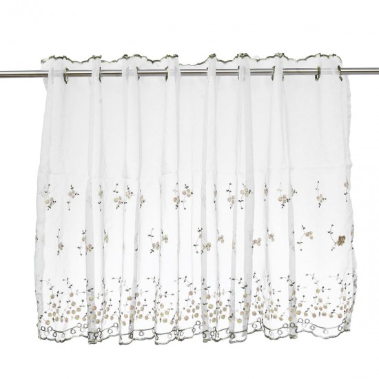 Kitchen Cafe Curtains Country Embroidery Window Sheer Voile Short Panel Valance Kitchen Cafe Curtains Country Embroidery Window Sheer Voile Short Panel Valance