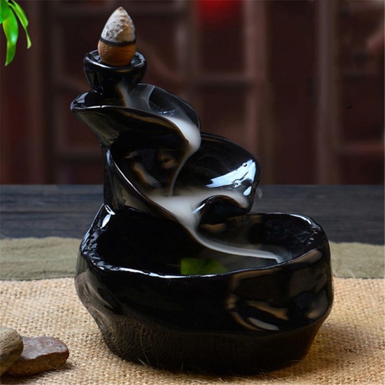 LED Burner Smoke Waterfall Backflow Incense Censer Cone Holder Without Cones Decor LED Burner Smoke Waterfall Backflow Incense Censer Cone Holder Without Cones Decor