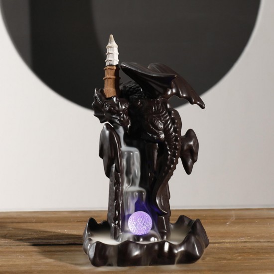 LED Ceramic Backflow Incense Burner Censer Dragon Flight Home Desktop Decoration Gift Packaging Tea Art