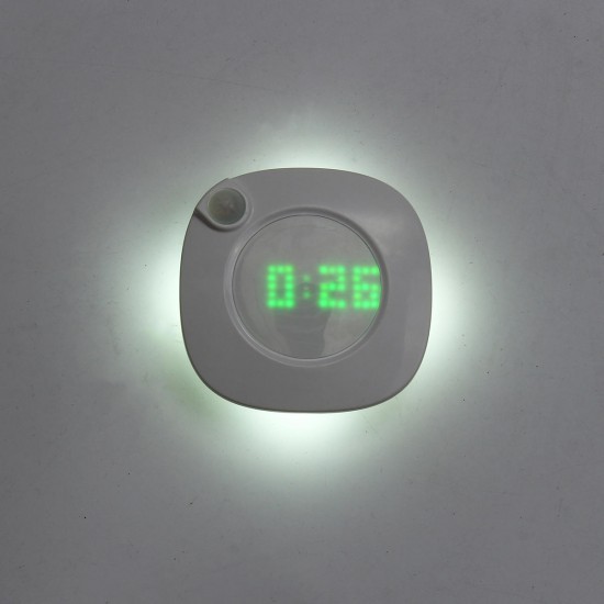 LED PIR Motion Sensor Closet Night Light Battery Wardrobe Cabinet Time Display Lamp