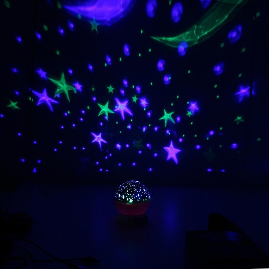 LED Rotating Star Projector Baby Night Light Nursery Children Room Desk Lighting Lamp