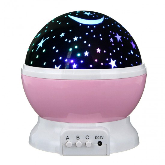 LED Rotating Star Projector Baby Night Light Nursery Children Room Desk Lighting Lamp