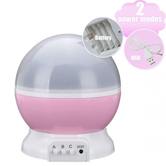 LED Rotating Star Projector Baby Night Light Nursery Children Room Desk Lighting Lamp