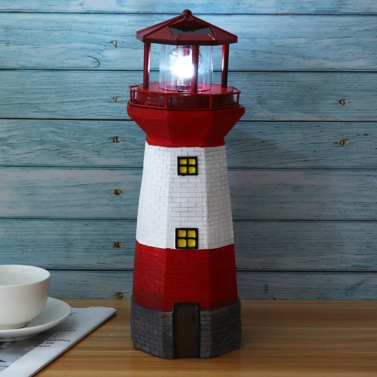 LED Solar Lighthouse 360 ° Rotate Light Garden Beacon Lamp Outdoor Home Decor
