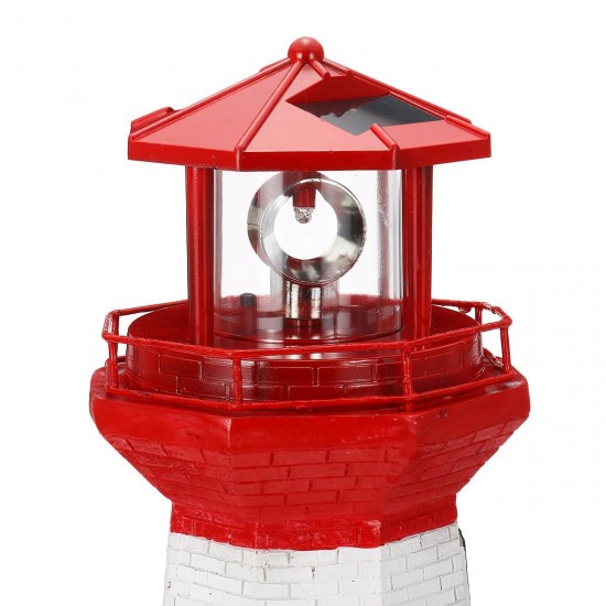 LED Solar Lighthouse 360 ° Rotate Light Garden Beacon Lamp Outdoor Home Decor