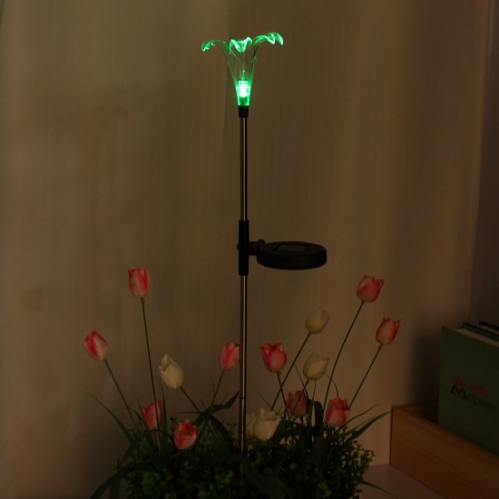 LED Solar Power Lily Flower Stake Lights Outdoor Garden Path Landscape Lamps