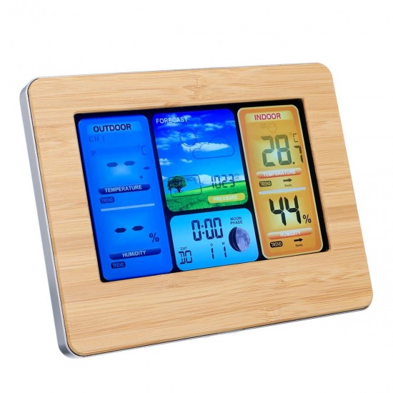 LED Weather Station Alarm Clock Hygrometer Thermometer Barometer Wireless Sensor Wall Desk Clock
