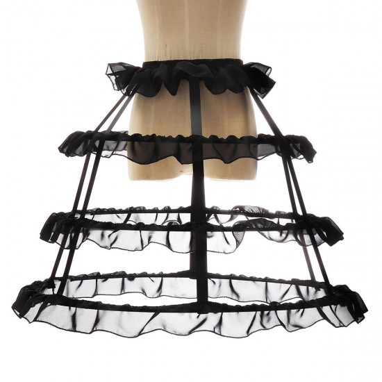 Lady Hoop Cage Skirt Pannier Bustle Crinoline Petticoat Underskirt Dress Costume