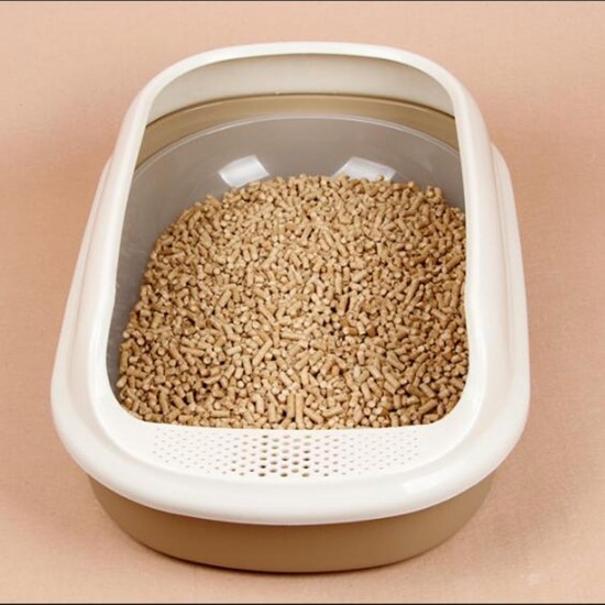 Large 55×38.5×20cm Plastic Cat Kitty Pet Bowl Litter Box Sifting Tray Toilet Semi-closed Pan Scoop Bowl