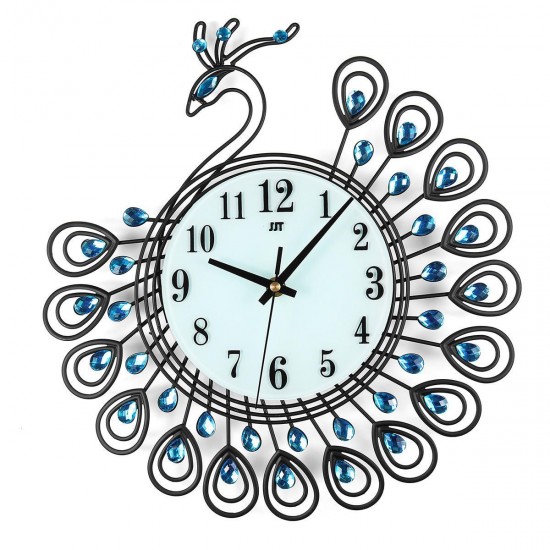 Large DIY 3D Flower Peacock Diamond Wall Clock Metal Modern Home Office Decorations Large DIY 3D Flower Peacock Diamond Wall Clock Metal Modern Home Office Decorations
