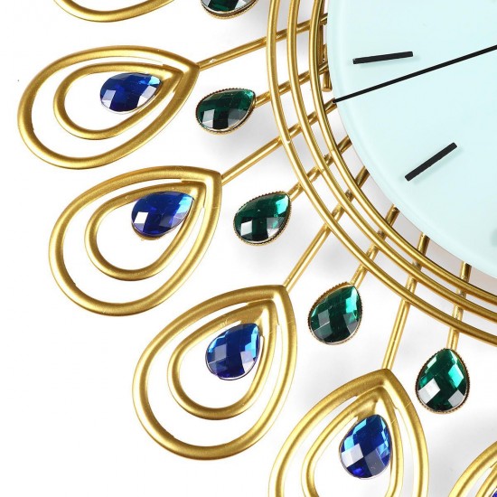 Large DIY 3D Flower Peacock Diamond Wall Clock Metal Modern Home Office Decorations Large DIY 3D Flower Peacock Diamond Wall Clock Metal Modern Home Office Decorations